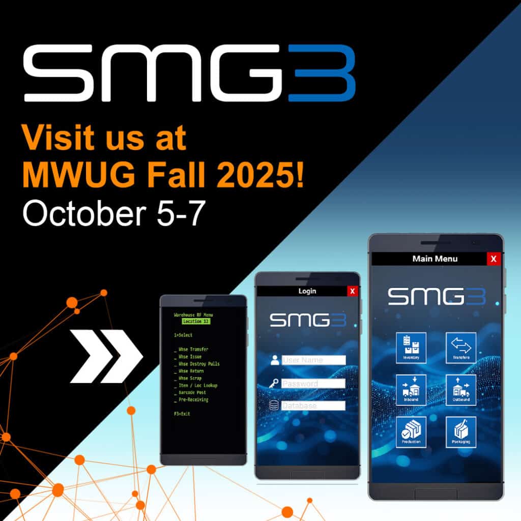 SMG3 Visit Us a MWUG Fall 2025! With 3 mobile devices.